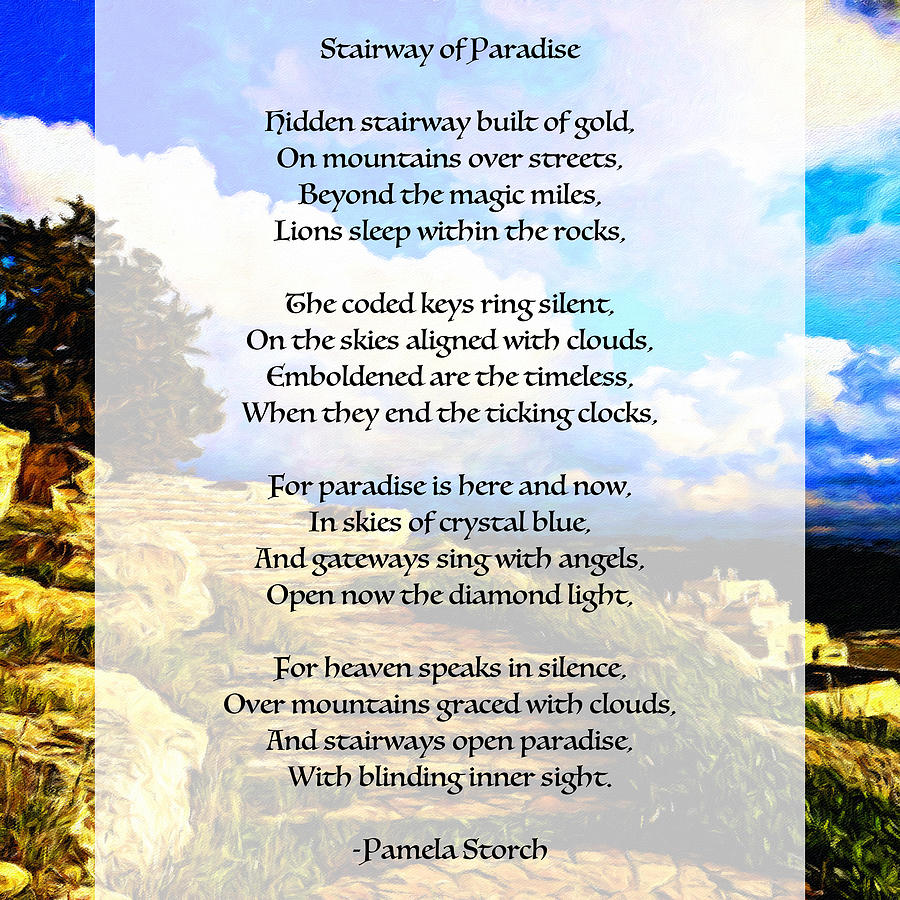Paradise Digital Art - Stairway of Paradise Poem by Pamela Storch