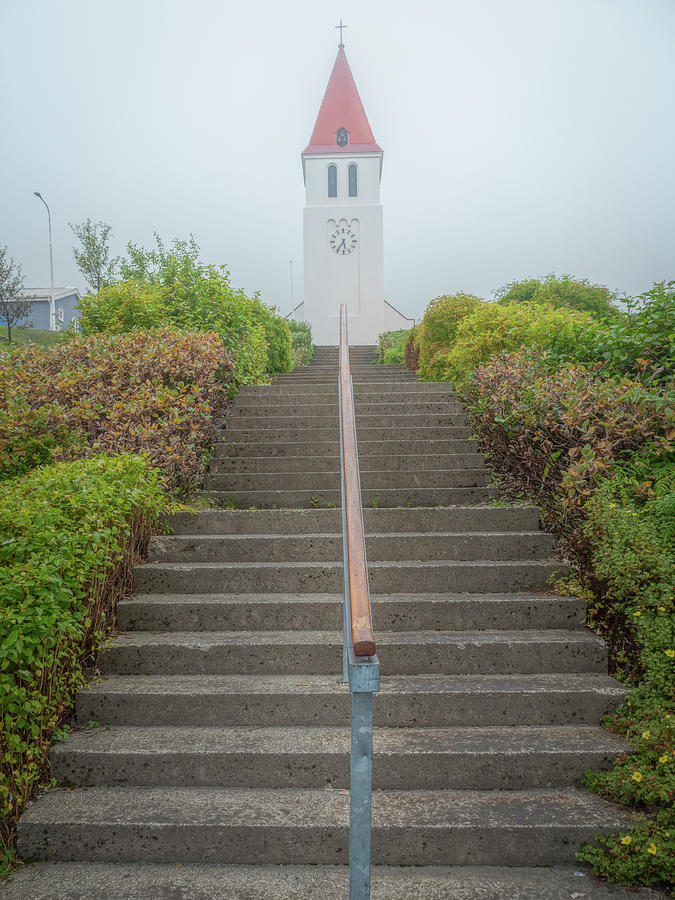 Stairway To Siglufjordur Church Photograph by Kristia Adams