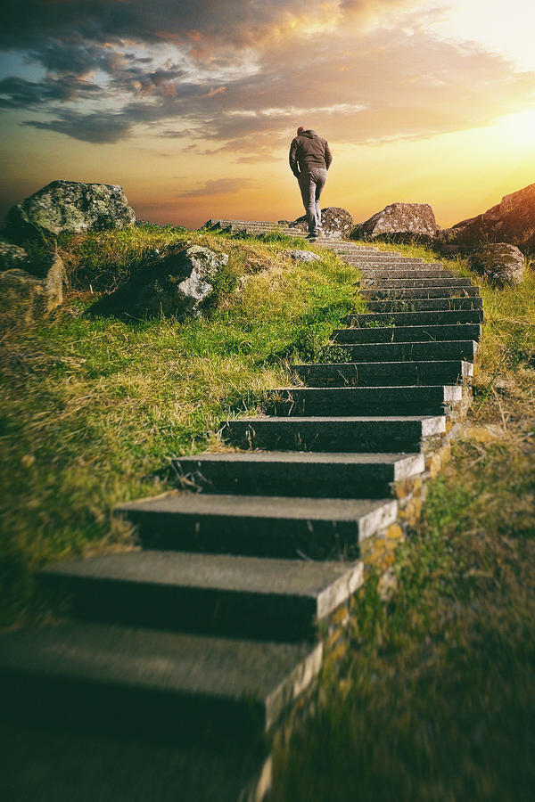 Sunset Photograph - Stairway to The Top of The Hill by Carlos Caetano