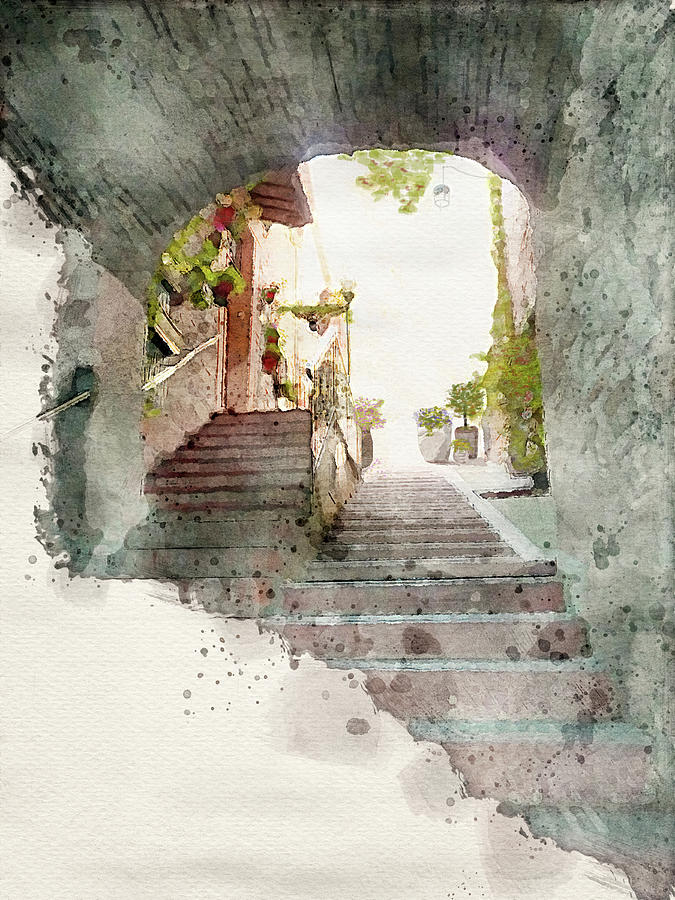 Stairway View Assisi Italy Digital Art by Deborah League