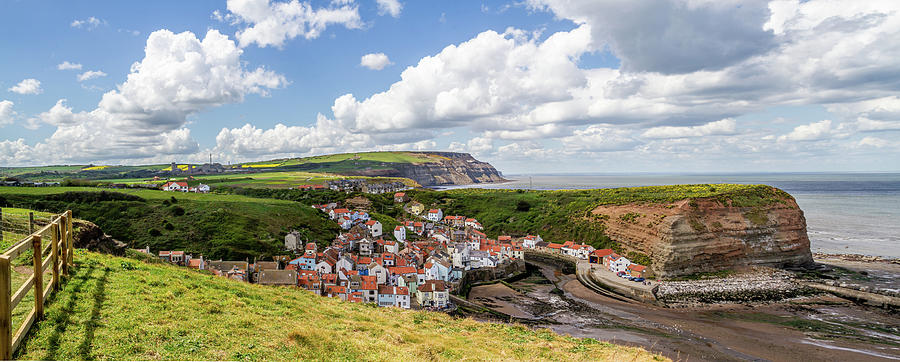 Staithes pano Photograph by Shirley Mitchell