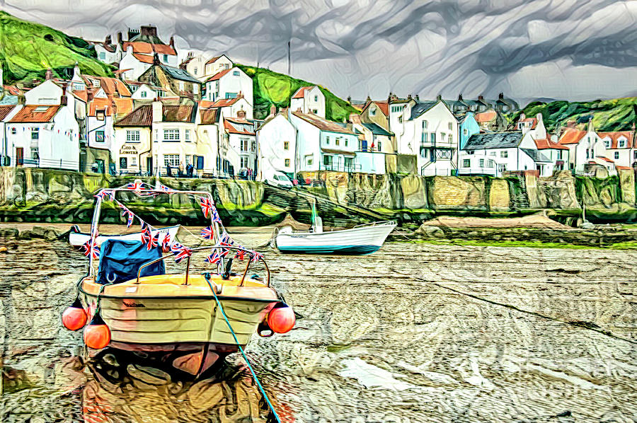 Staithes Seafront and harbour Digital Art by Brian Tarr