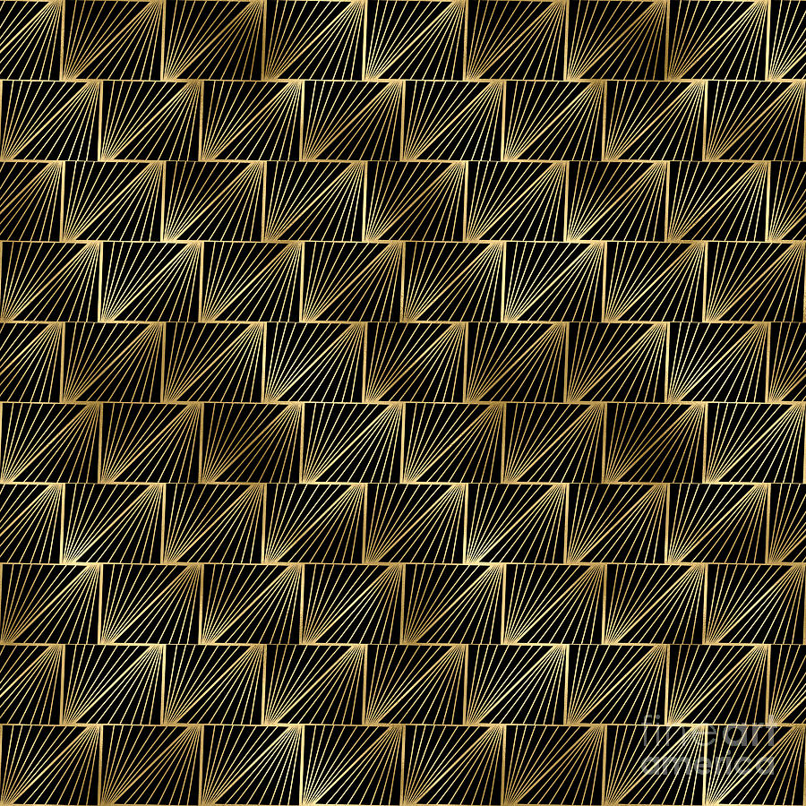 Stakhana - Gold Black Art Deco Seamless Pattern Digital Art by Sambel Pedes