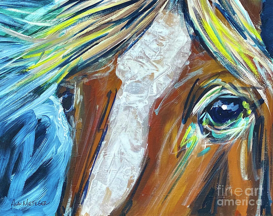 Stallion Eyes Painting by Alan Metzger