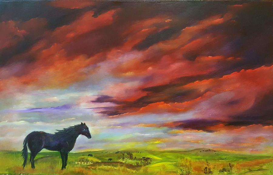 Stallion Sunset       6920 Painting by Cheryl Nancy Ann Gordon