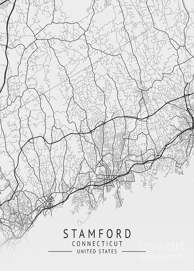 Stamford Connecticut Us Gray City Map Digital Art By Tien Stencil Fine Art America 0427