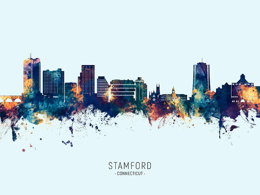 Stamford Connecticut Skyline #56 Digital Art by Michael Tompsett