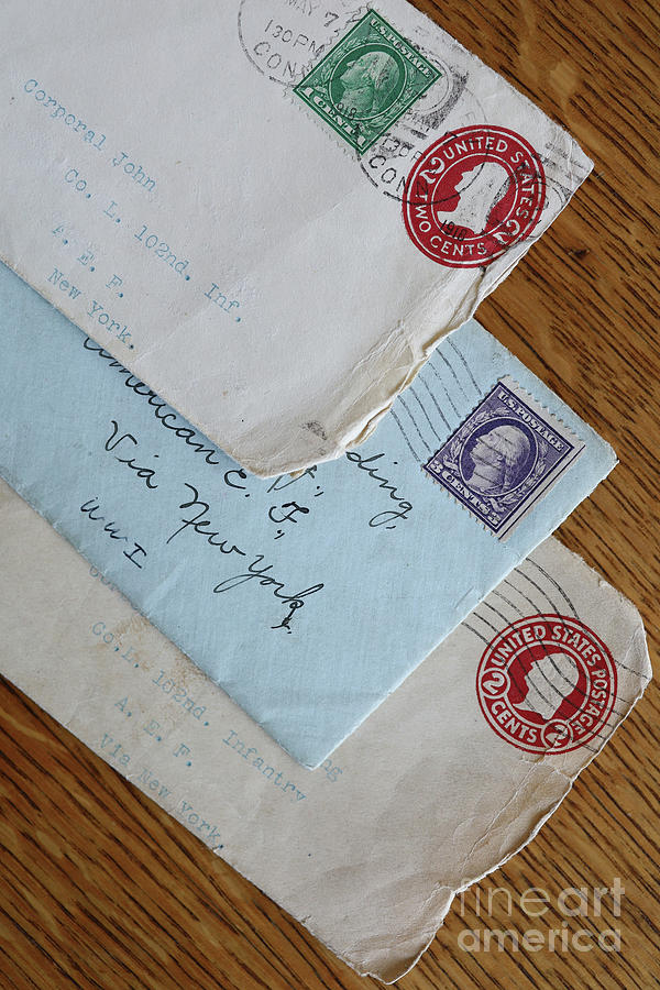 Stamps Three World War I Vintage Letter Envelopes Photograph by Edward Fielding