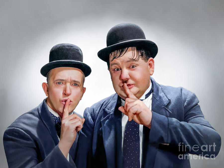 Stan and Ollie Silence Please Digital Art by Franchi Torres