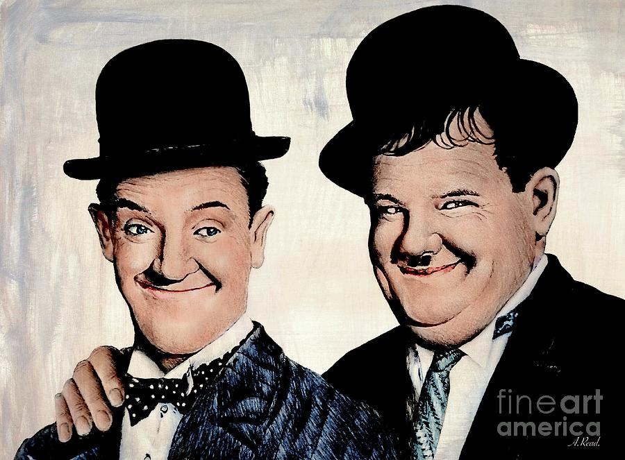 Stan Laurel And Oliver Hardy Colour Drawing