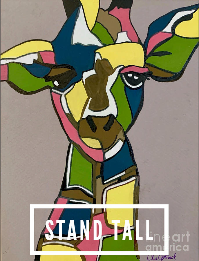 Stand Tall - Colorful Giraffe Painting  Painting by Christie Olstad