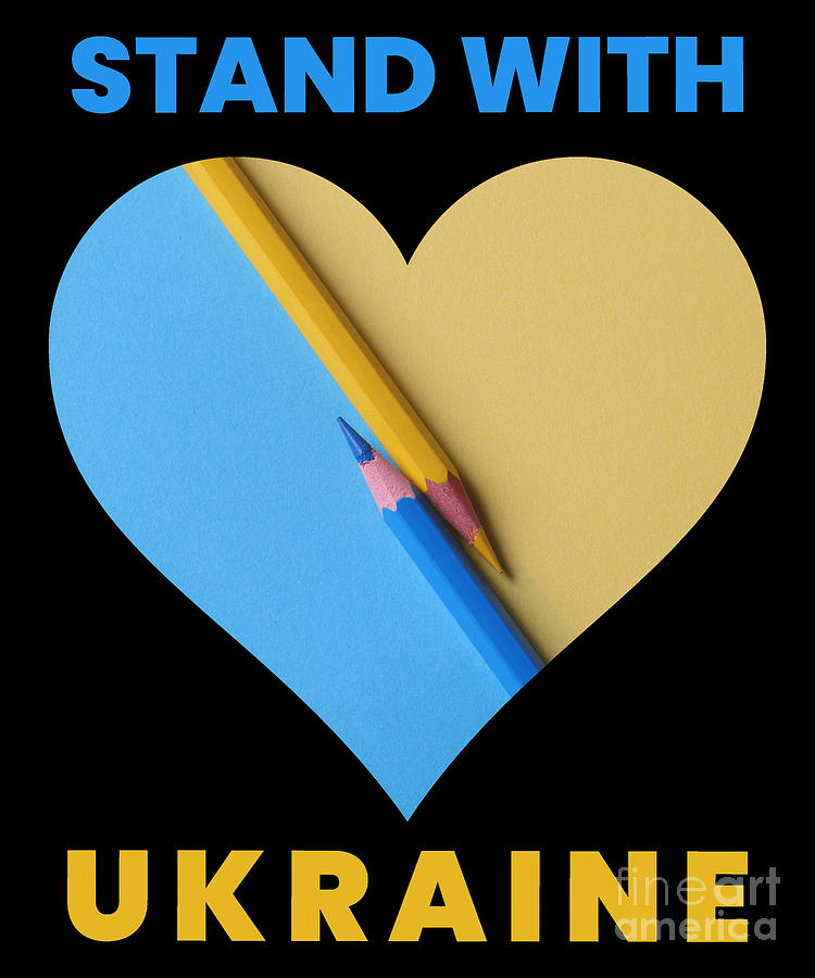 Flag Mixed Media - Stand With Ukraine, Ukraine Heart Flag, Creative Colored Pencil Heart by Mounir Khalfouf