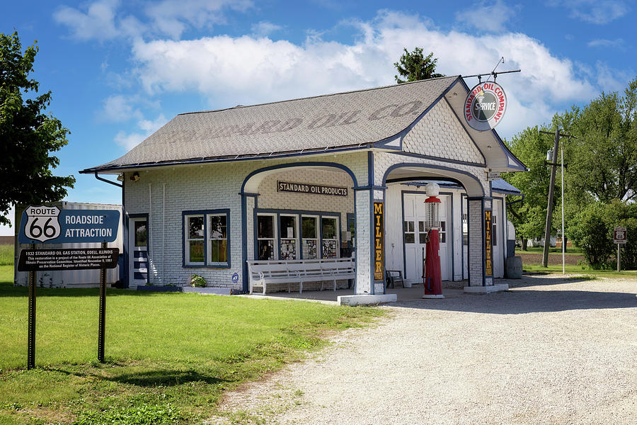 Standard Oil Gas Station - Route 66 - Odell, Illinois Photograph by Susan Rissi Tregoning