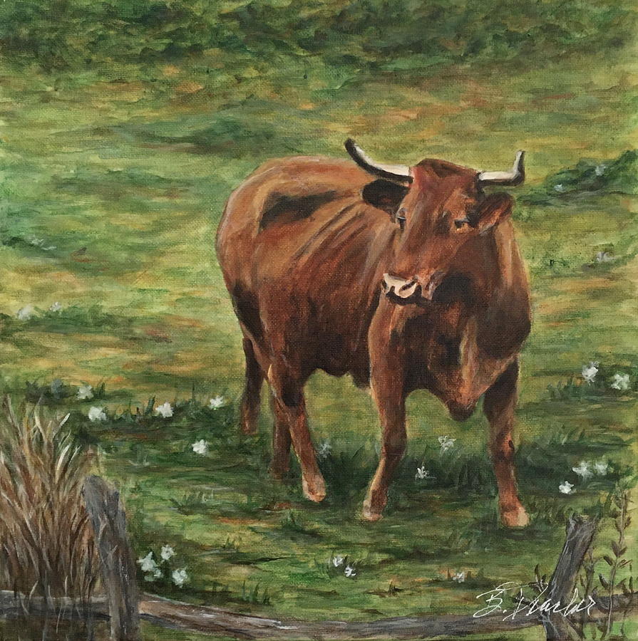 standing Bull Painting by Bonnie Peacher