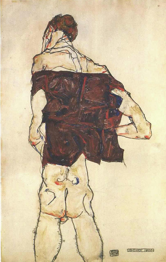 Standing Painting - Standing man by Egon Schiele