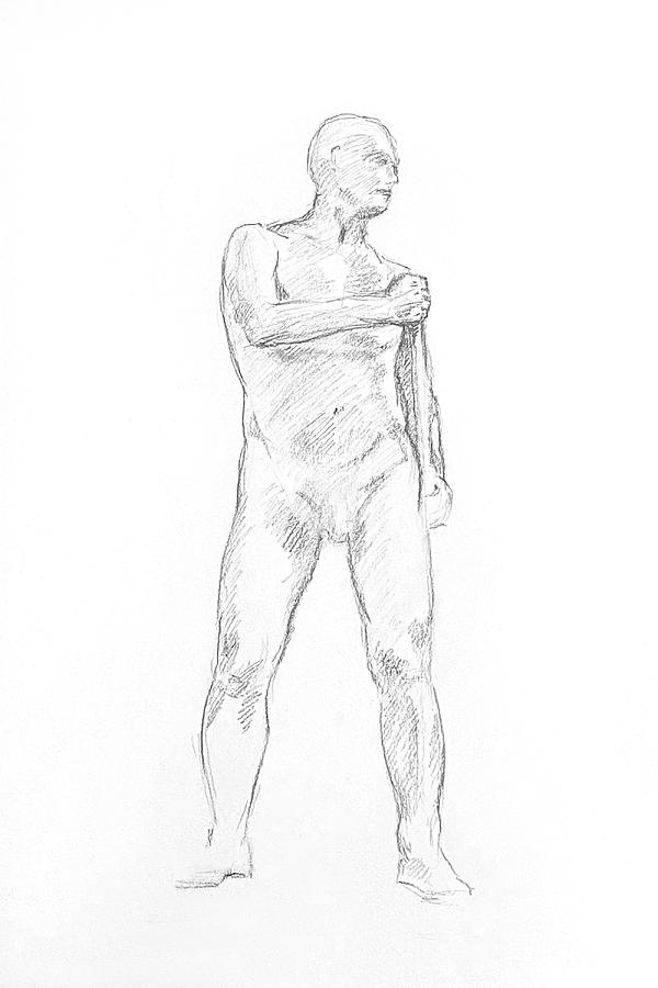 Standing Man. Study 1 Drawing by Masha Batkova