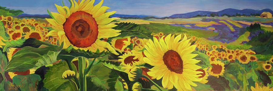 Sunflower Painting - Standing Out in a Crowd by Susan J York