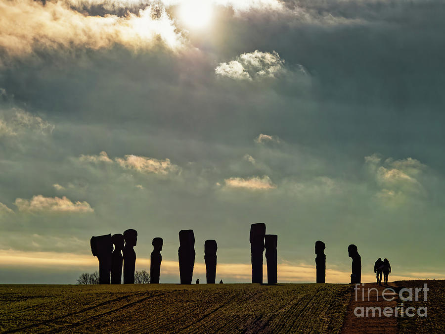 Standing Stones Circle Dodekatitten On Island Lolland In Rural D Photograph
