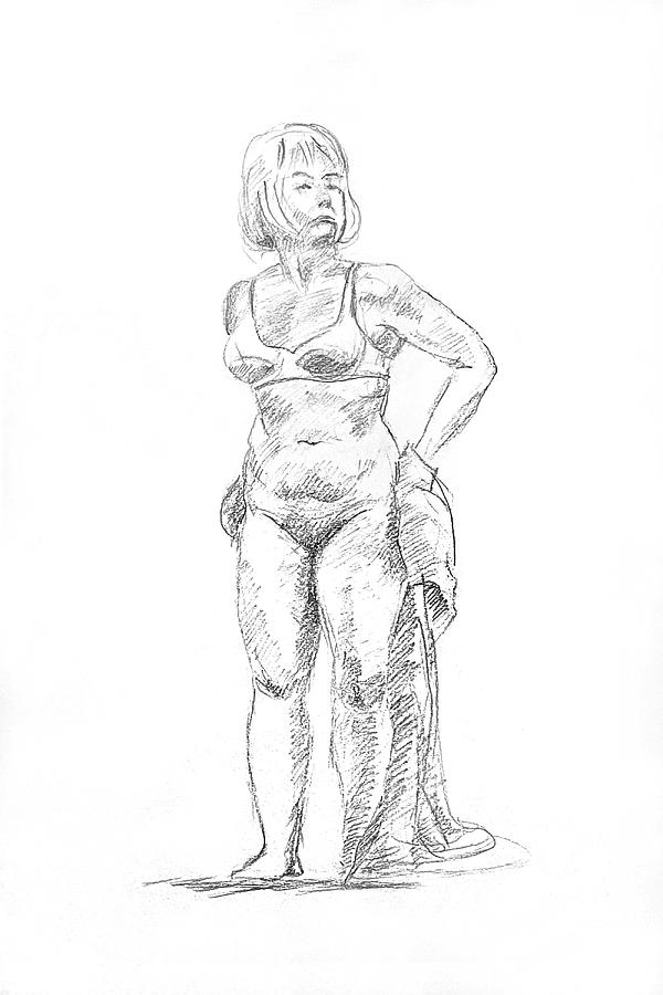 Standing Woman. Study 5 Drawing by Masha Batkova