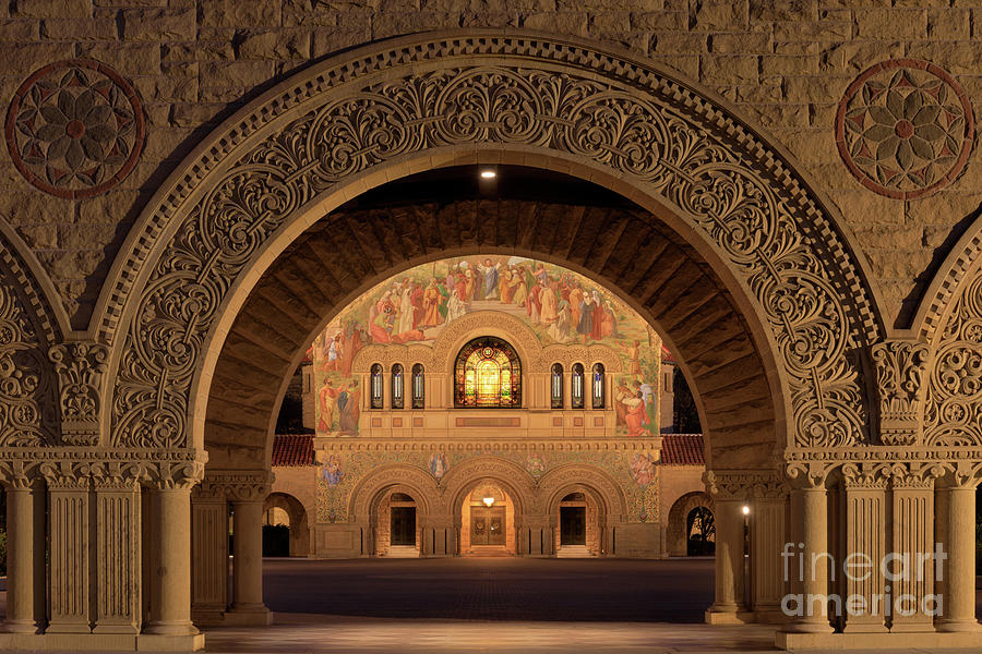 Byzantine Photograph - Stanford Memorial Church via the Memorial Court at the Main Quad by Yuval Helfman