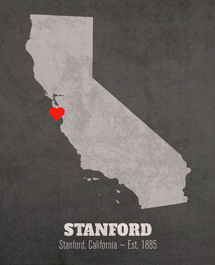Stanford University Mixed Media - Stanford University Stanford California Founded Date Heart Map by Design Turnpike