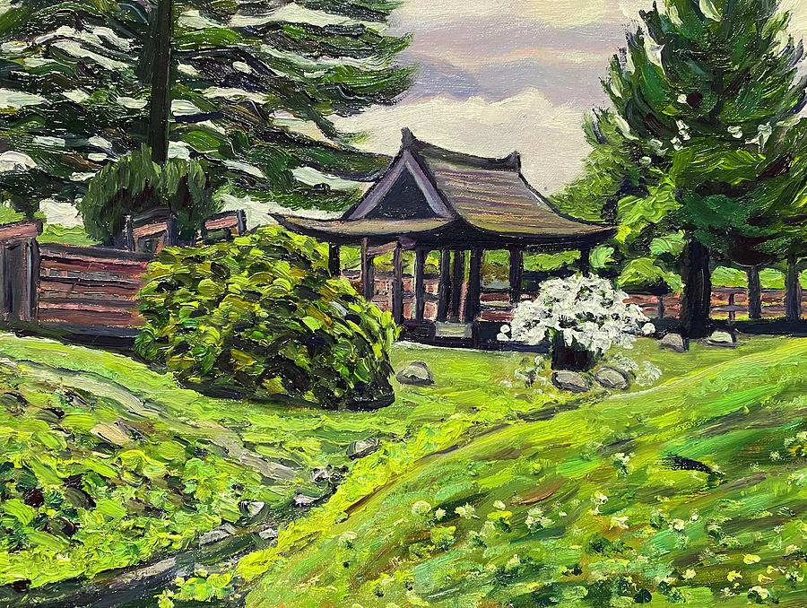 Stanley Park Japanese Garden Spring Painting by Richard Nowak