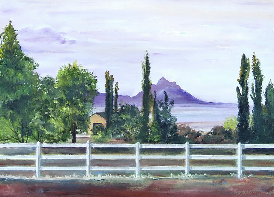 Stansbury Island from Aletas back Porch Painting by Nila Jane Autry