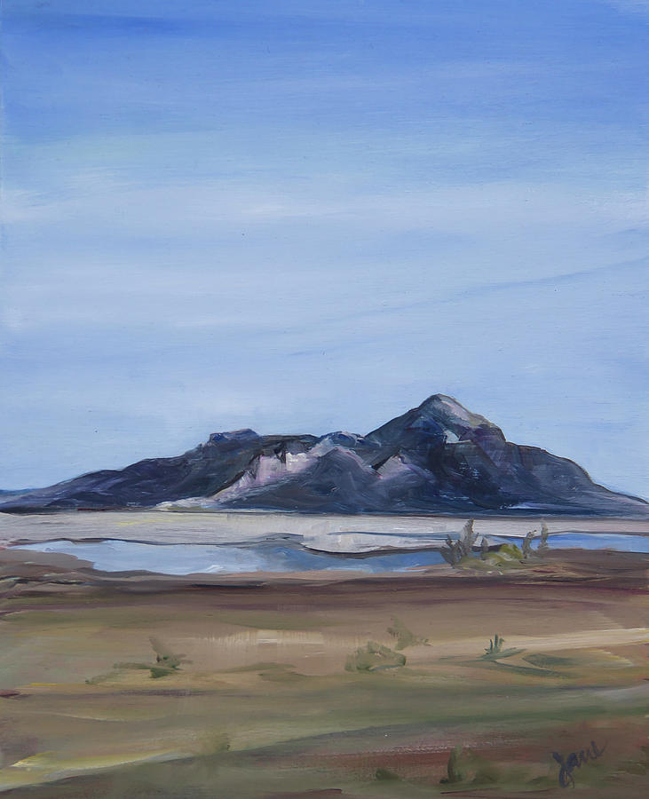 Stansbury Island view from Tooele Utah Painting by Nila Jane Autry