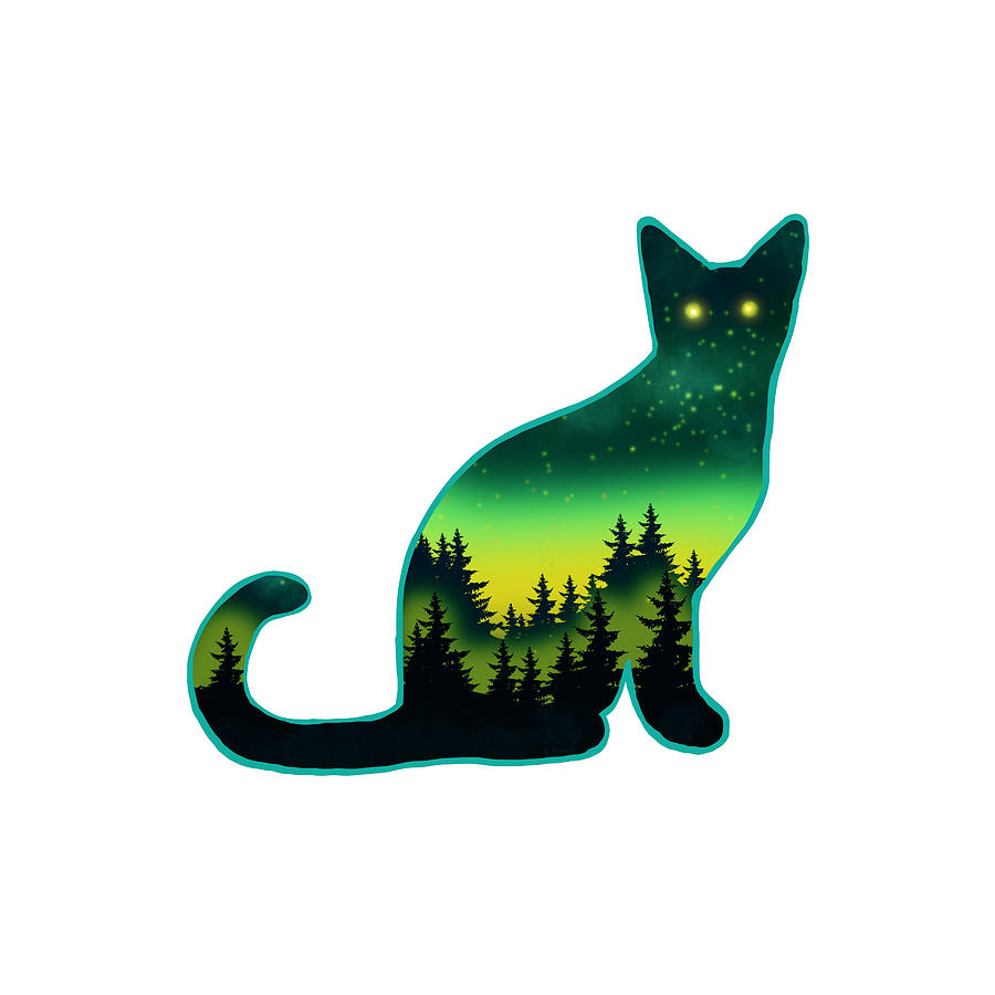 Star Cat - Silhouette Art Digital Art by Anastasiya Malakhova