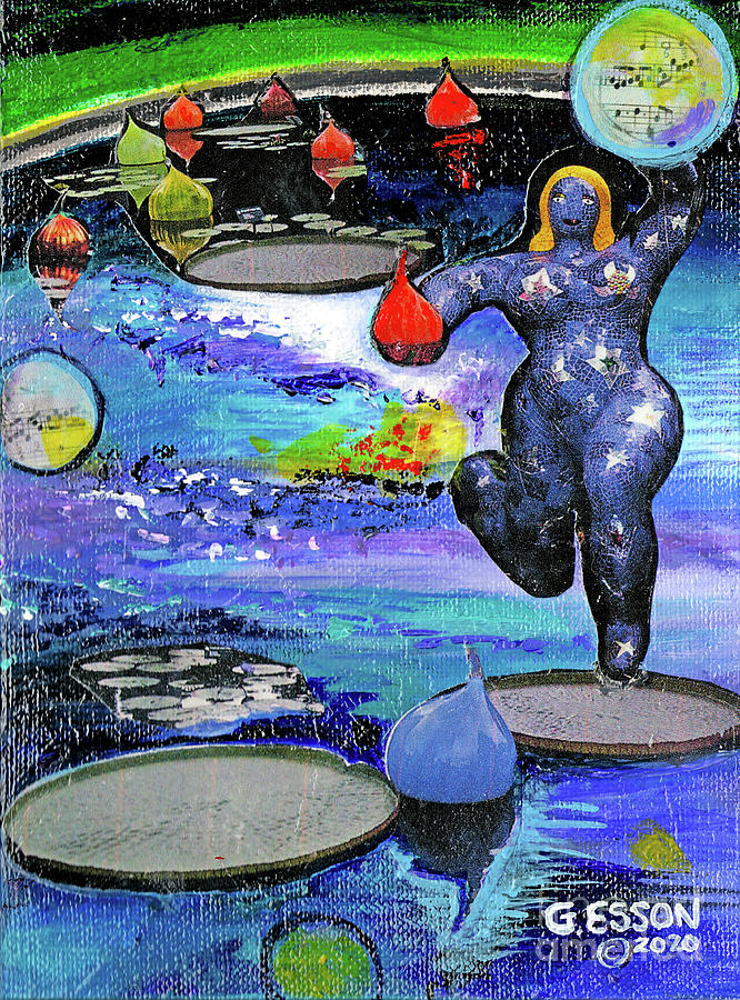 Star Lady Galactic Music Of The Spheres Mixed Media by Genevieve Esson