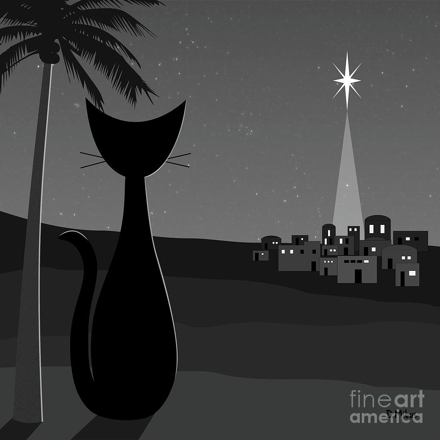 Star of Bethlehem Grayscale Digital Art by Donna Mibus
