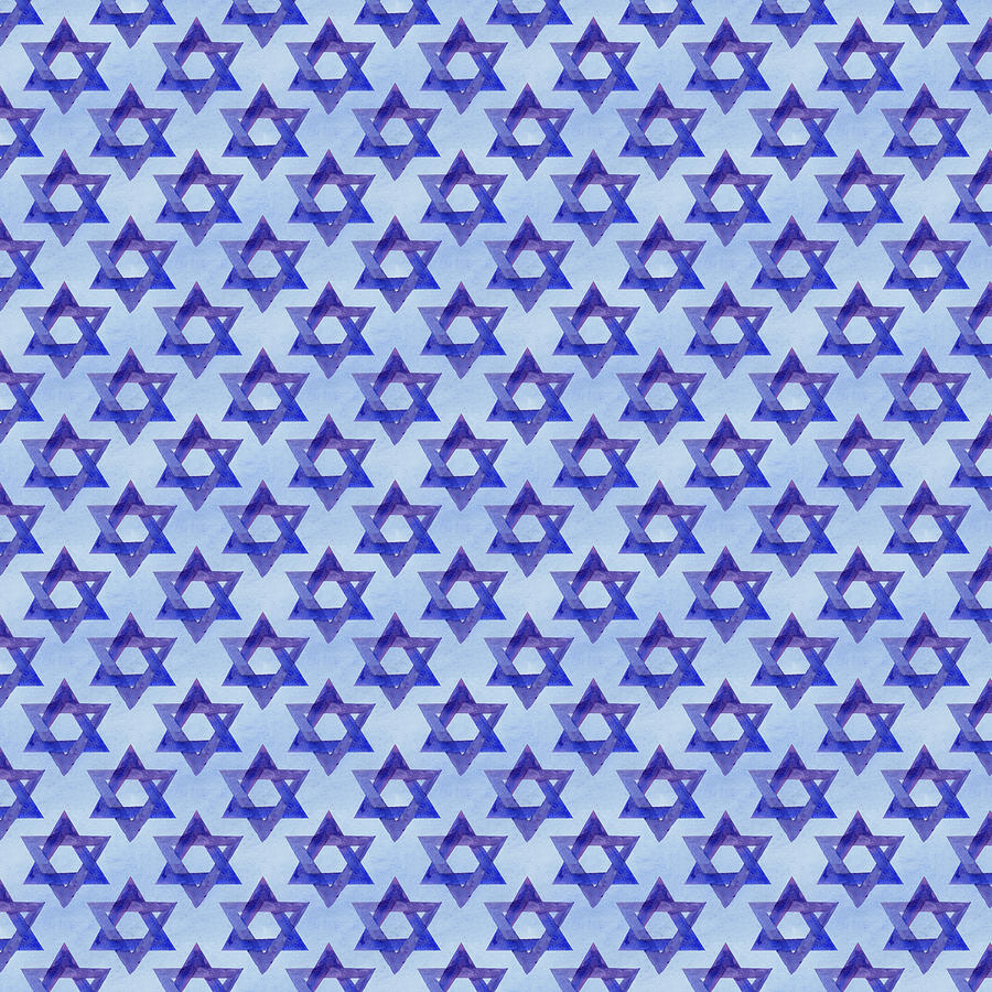 Star of David, Blue-Violet Watercolor on Blue Mixed Media by Elizabeth Reich Star of David, Blue-Violet Watercolor on Blue Mixed Media by Elizabeth Reich