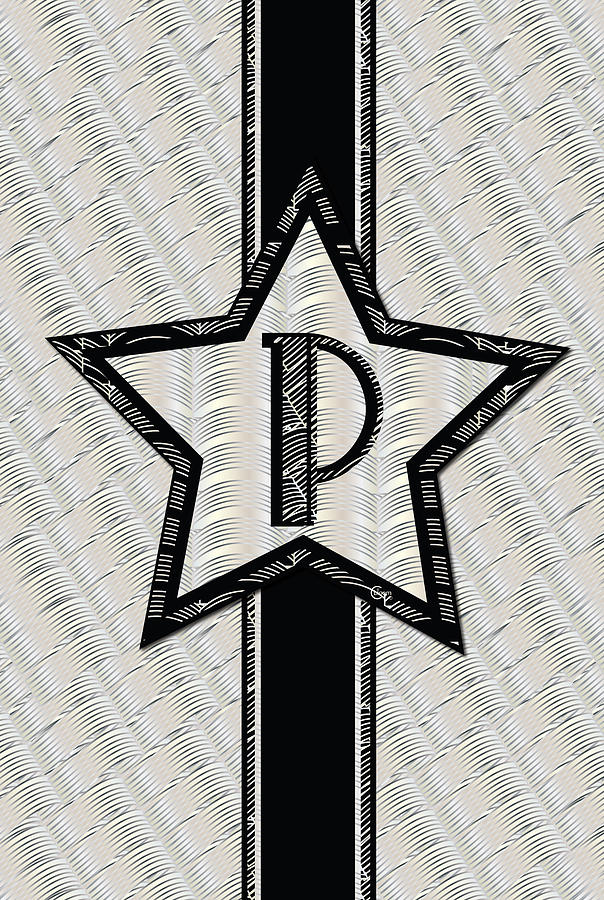STAR of the SHOW art deco style letter P Digital Art by Cecely Bloom