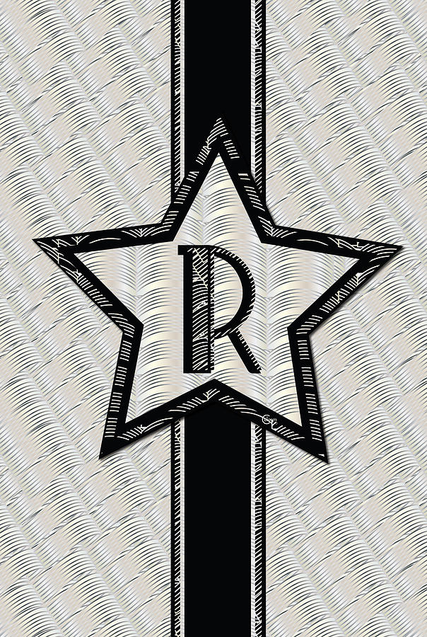STAR of the SHOW art deco style letter R Drawing by Cecely Bloom
