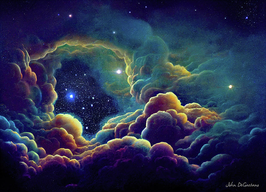 Star Space Clouds Mixed Media by John DeGaetano