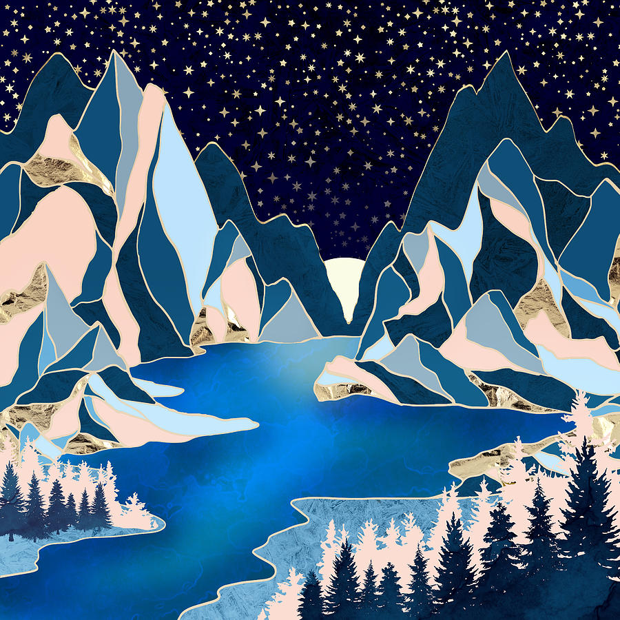 Mountain Digital Art - Star Peaks by Spacefrog Designs