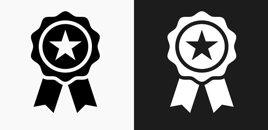 Star Ribbon Icon on Black and White Vector Backgrounds Drawing by Bubaone