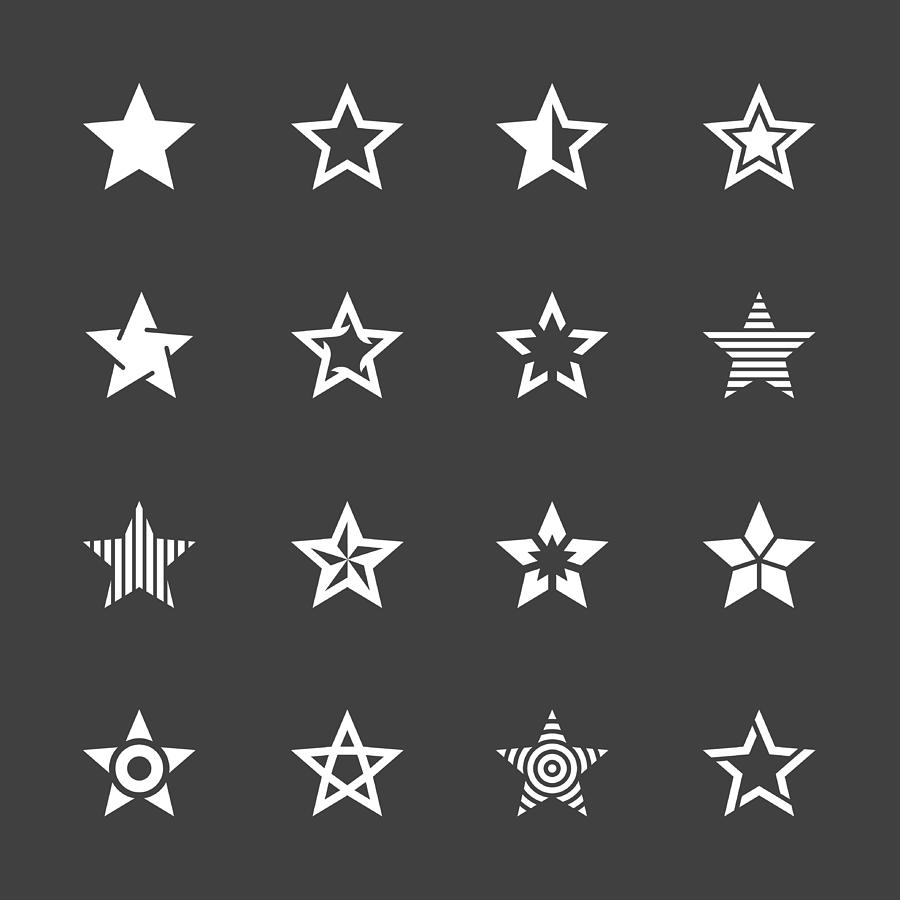 Star Shape Icons - White Series Drawing by Rakdee