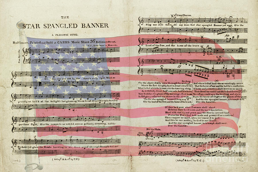 Music Photograph - Star Spangled Banner sheet music by Delphimages Photo Creations