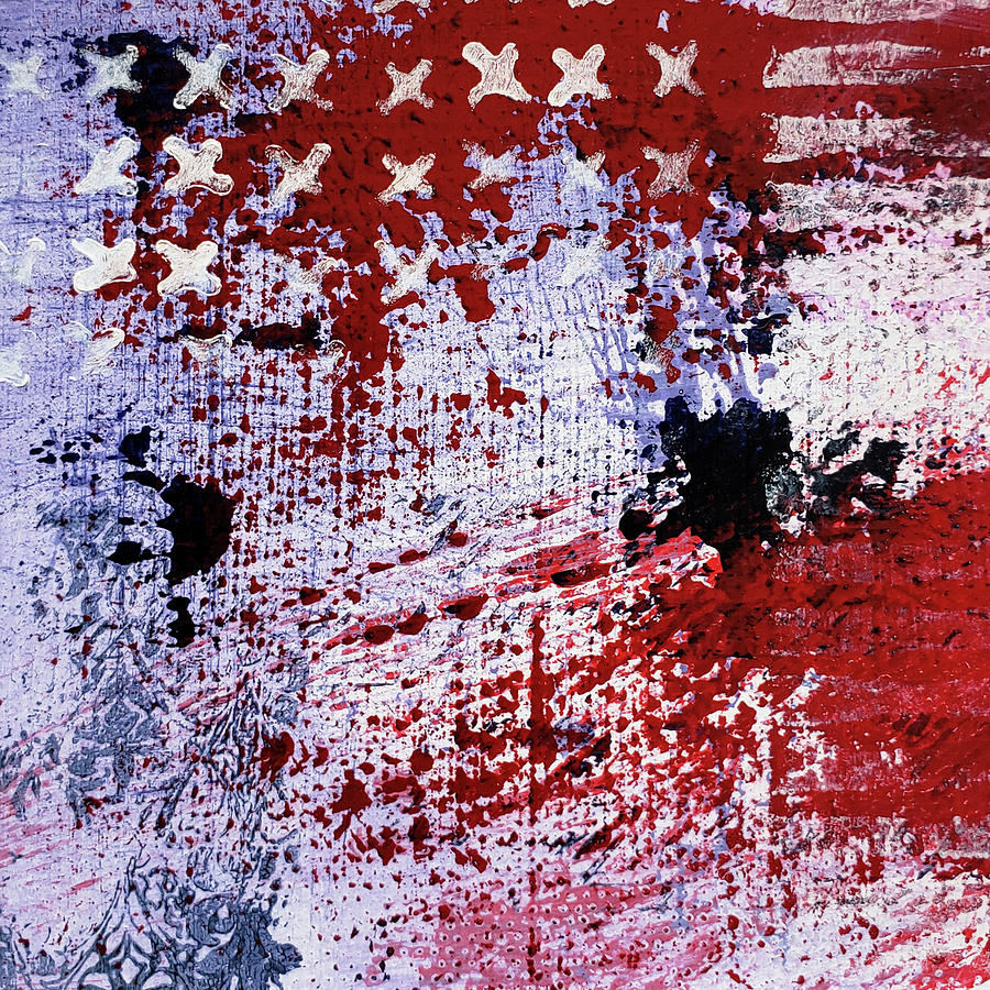 Star Spangled IIi Red White Blue Abstract Painting Painting