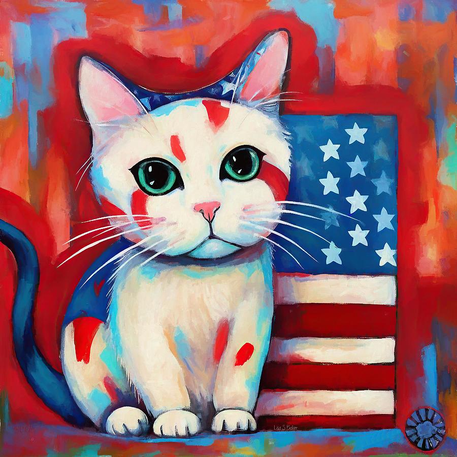 Star Spangled Kitty Digital Art by Lisa S Baker