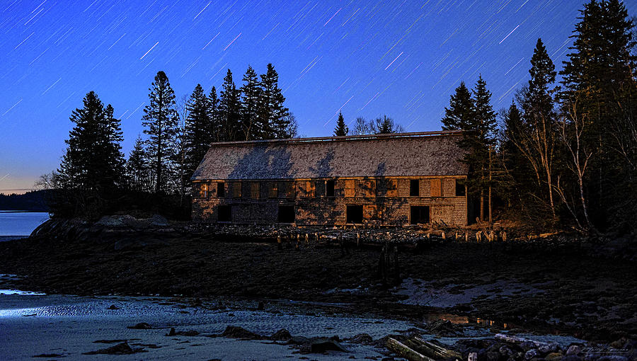 Star Trails and First Light at the Smokehouse Photograph by Marty Saccone