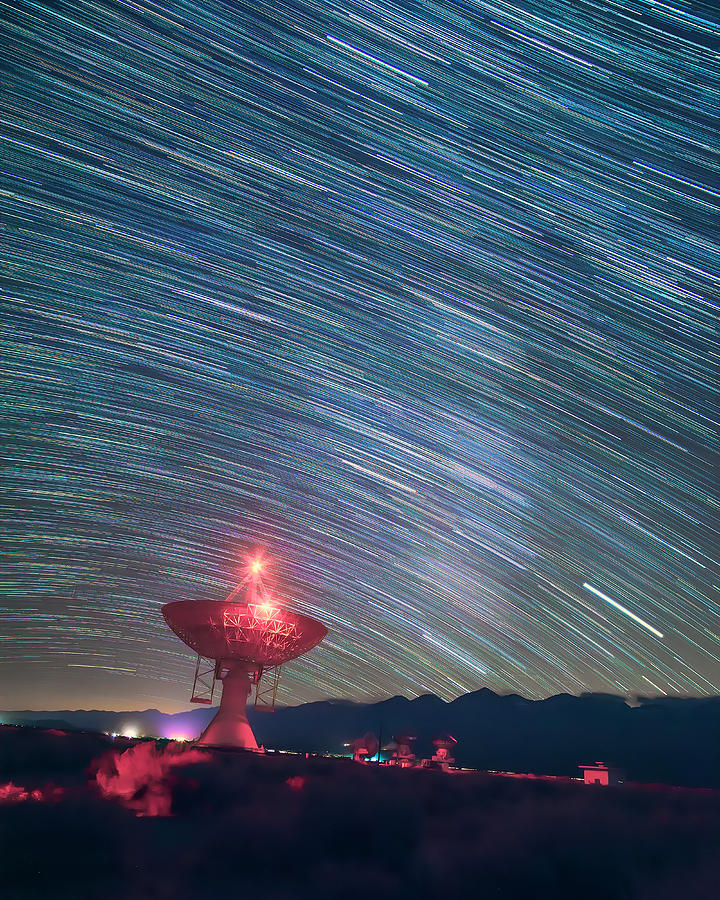 Star Trails and Radio Tower Photograph by Lindsay Thomson