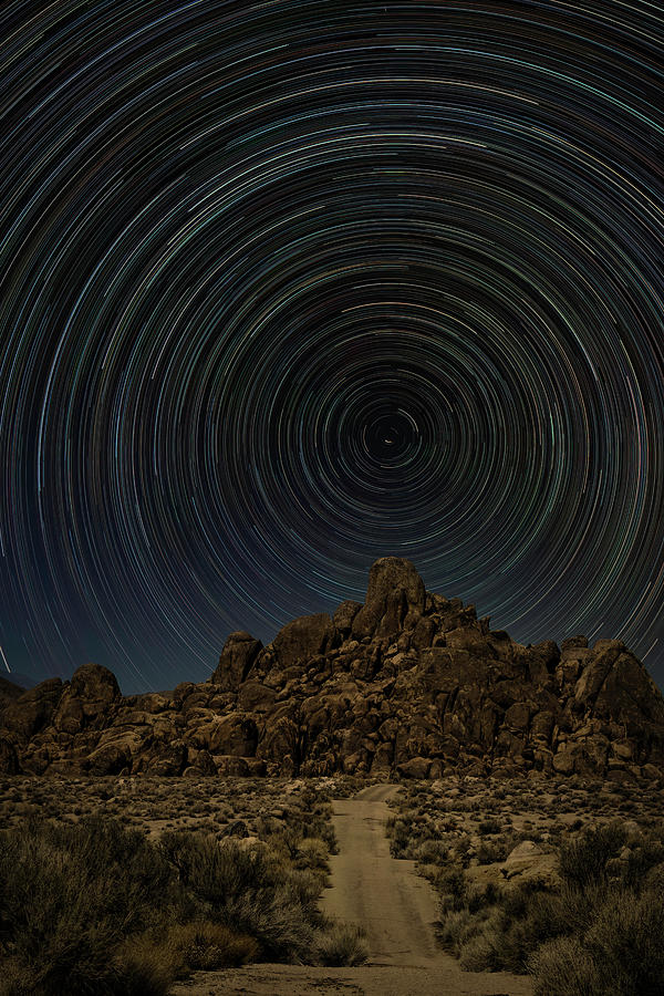 Star Trails and Alabama Hills Photograph by Lindsay Thomson