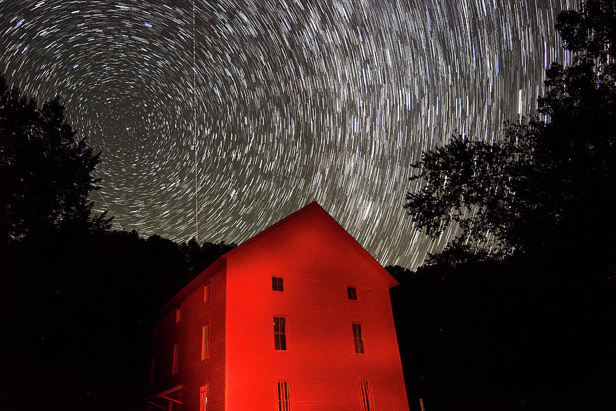 Star Trails At Alley Mill Photograph by Steve Stuller