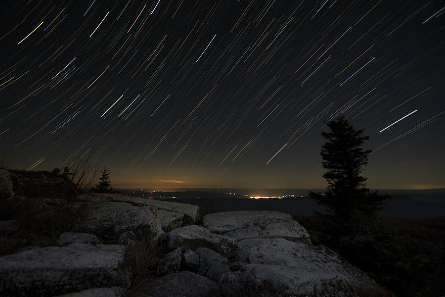 Star Trails at Bear Rock Photograph by Carolyn Hutchins