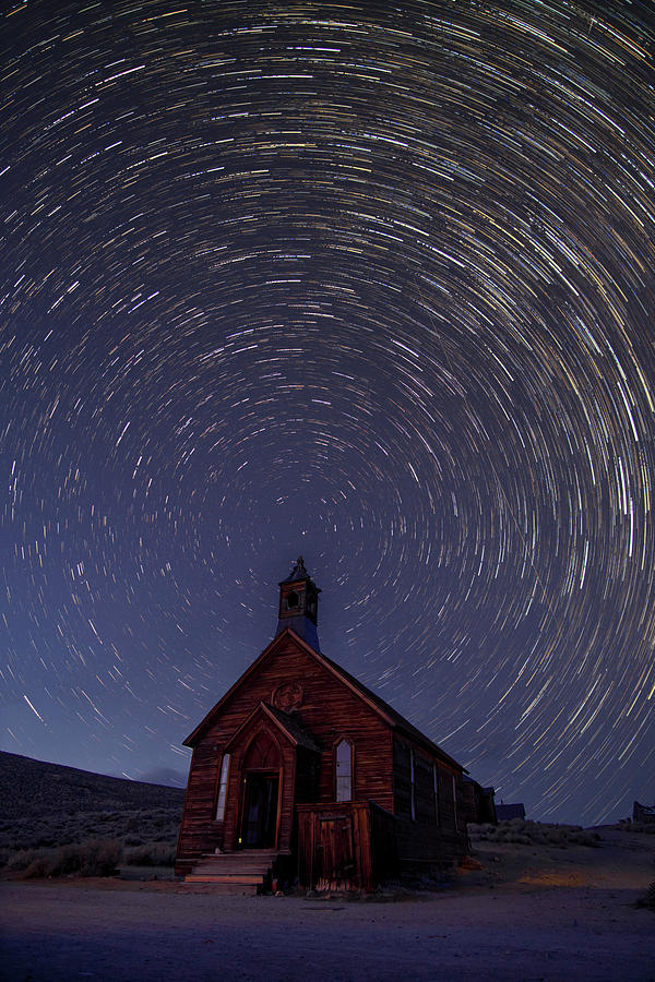 Star Trails Over Bodie Church Photograph by Lindsay Thomson