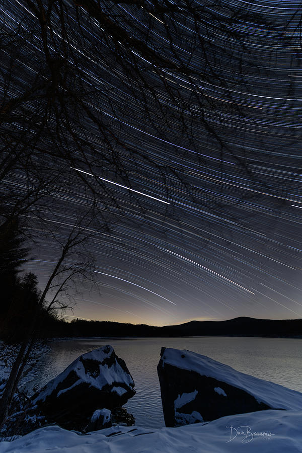 Star Trails over Harriman Reservoir #5644 Photograph by Dan Beauvais