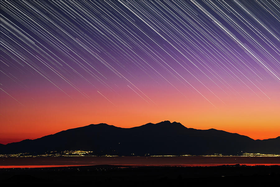 Star Trails over Mount Olympus in Greece Photograph by Alexios Ntounas