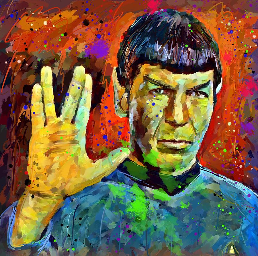 Star Trek Spock colorful paint splatter Digital Art by Vivian Frerichs ...